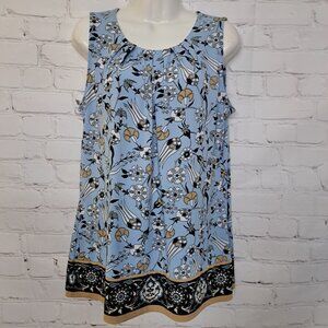 Liz Claiborne Floral Sleeveless Top Blouse Size Small